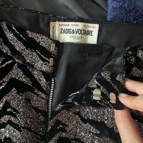 Zadig & Voltaire Zebra Velvet Glitter Wide-Leg Pants – Runway Piece (M) - Picture 6 of 9